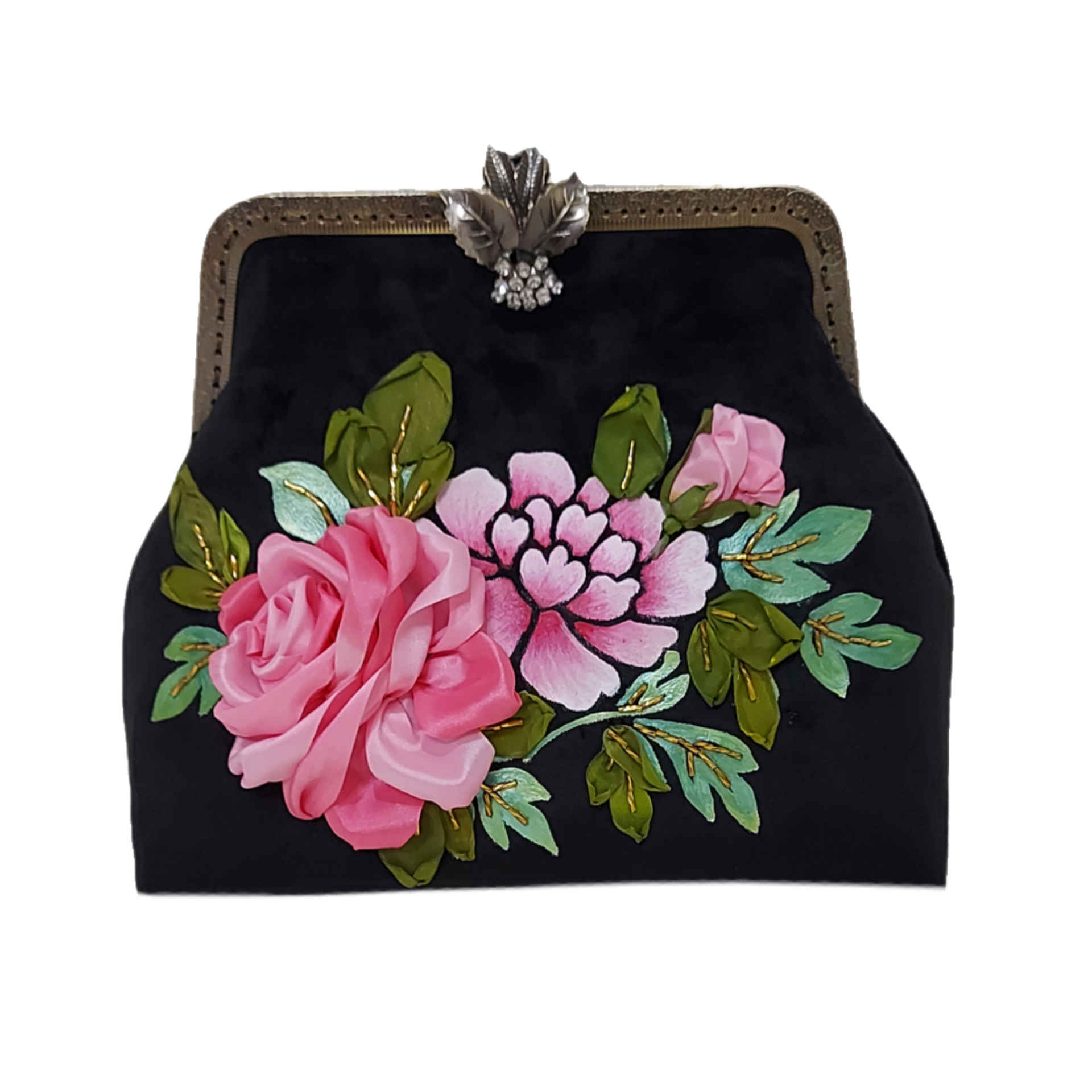 Pochette à broderie en ruban - Velours avec design Navazesh