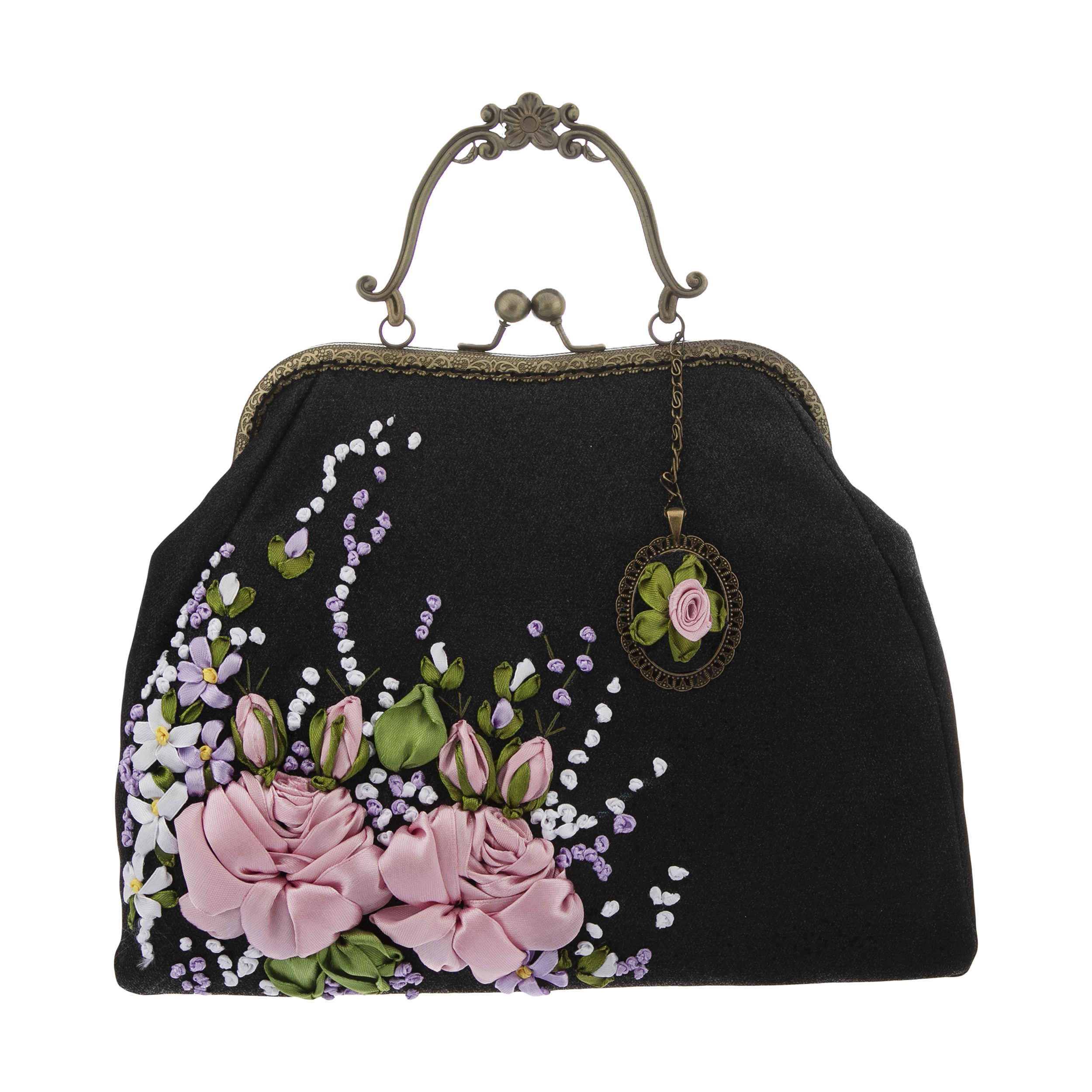 Pochette à broderie en ruban - Velours avec design Reyhan