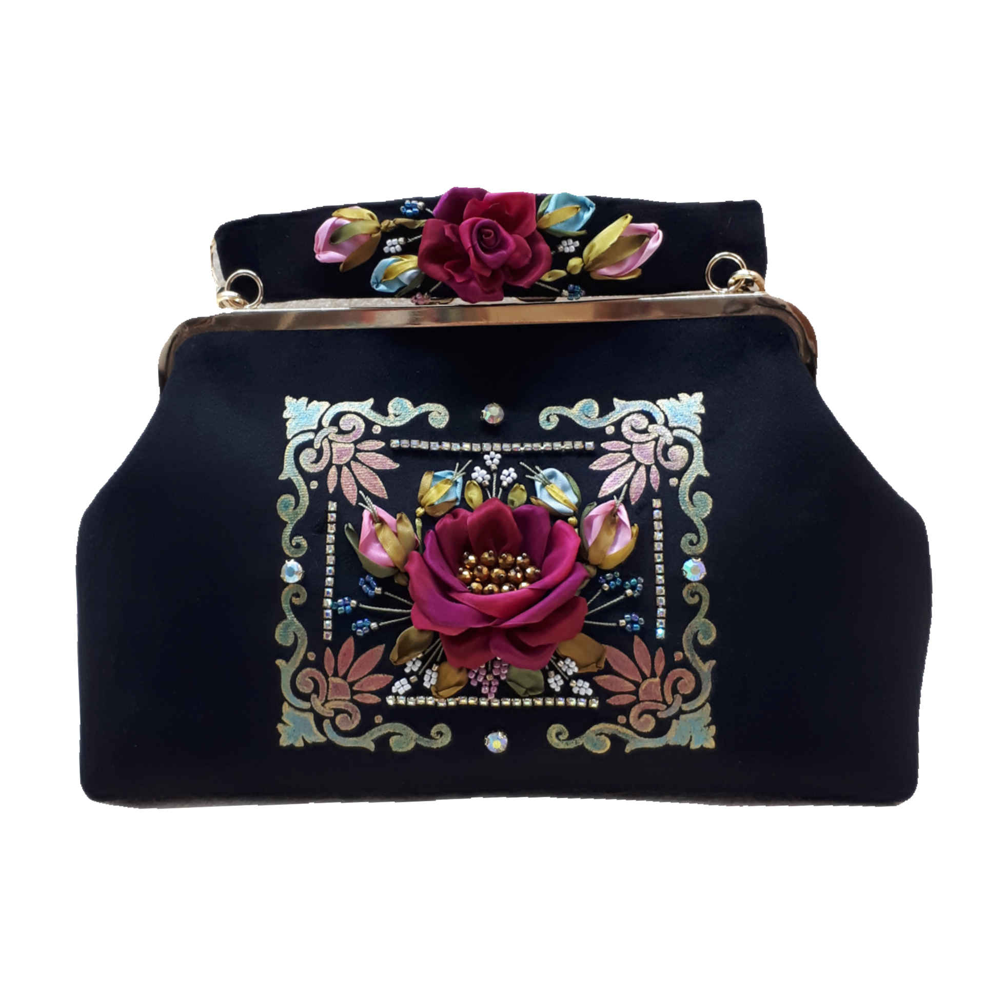 Pochette à broderie en ruban - Velours avec design Samira