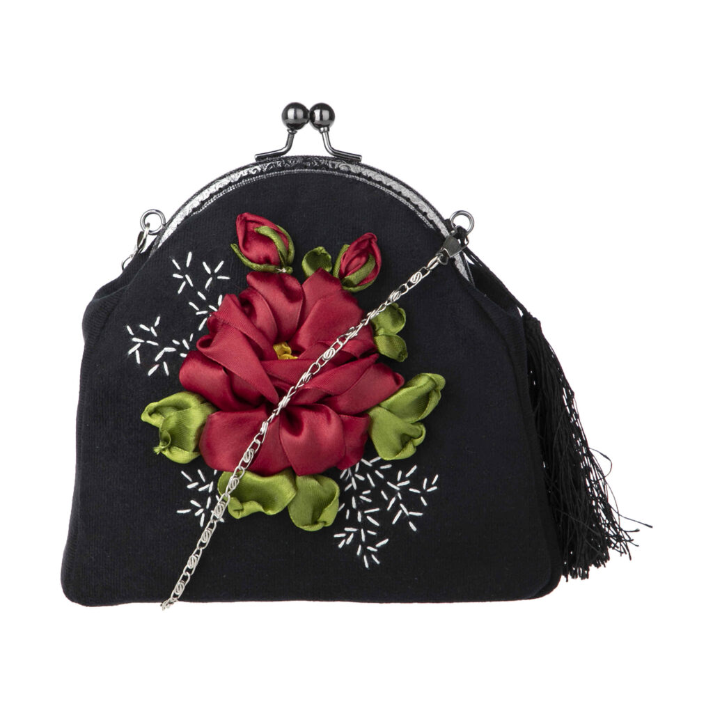 Pochette en broderie de ruban - Velours avec design Tahoora