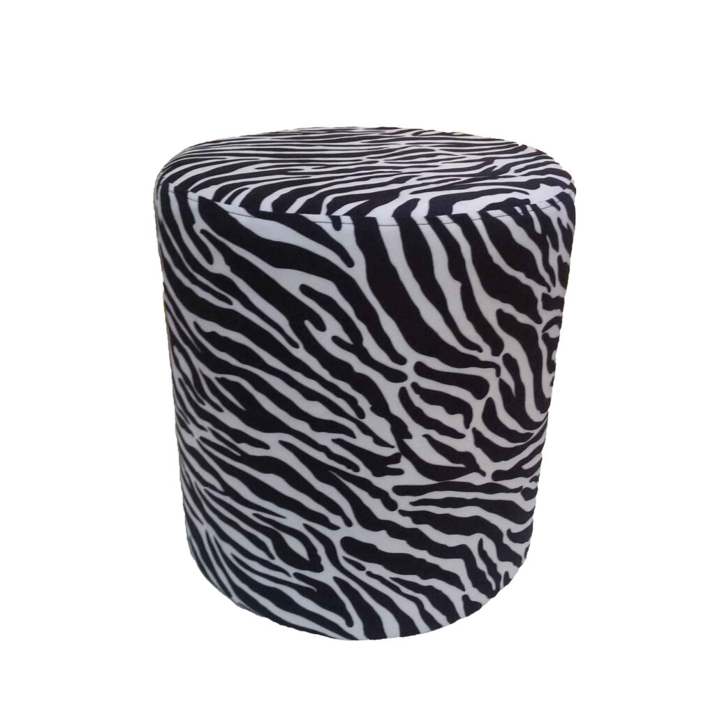 Pouf rond en velours avec design animal modèle zèbre