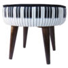 Pouf rond en velours avec pieds en bois modèle Piano