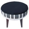 Pouf rond en velours avec pieds en bois modèle Piano