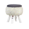 Pouf rond en velours avec pieds en bois modèle Lux
