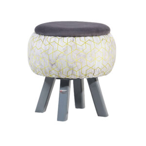 Pouf rond en velours avec pieds en bois modèle Lux