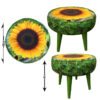 Pouf rond en velours avec pieds en bois modèle Tournesol