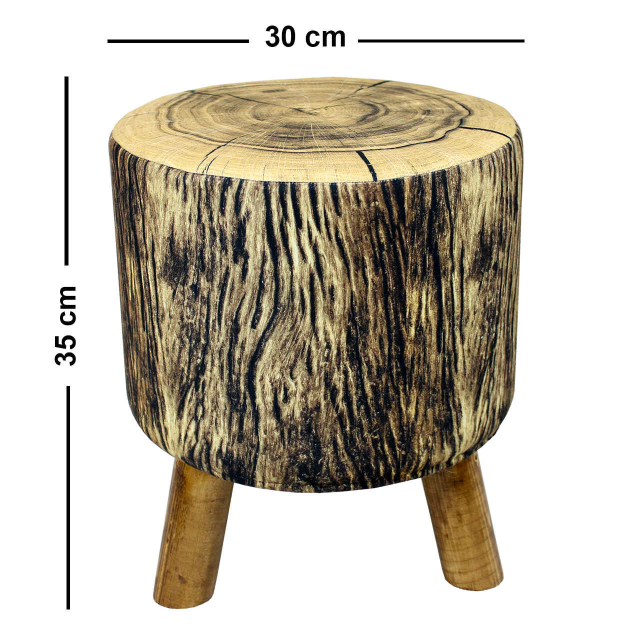 Pouf rond en velours avec pieds en bois modèle Trunk