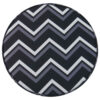 Pouf rond en velours avec pieds en bois modèle Zigzag