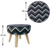 Pouf rond en velours avec pieds en bois modèle Zigzag