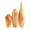 Lot de 3 vases décoratifs en bois faits main, en bois massif naturel, modèle Fatah.