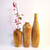 Lot de 3 vases décoratifs en bois faits main, en bois massif naturel, modèle Fatah.