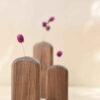 Vases décoratifs à tige unique en bois faits main – Cadeau esthétique, Lot de 3.
