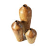 Lot de 3 vases décoratifs en bois faits main, en bois massif naturel, modèle Melanie.