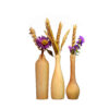 Vases miniatures décoratifs en bois faits main, en bois massif naturel – Lot de 3.