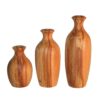 Lot de 3 vases décoratifs en bois faits main, en bois massif naturel, modèle Roya.