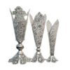 Vase décoratif en filigrane persan recouvert d'argent modèle Trumpet Shima - Set de 3