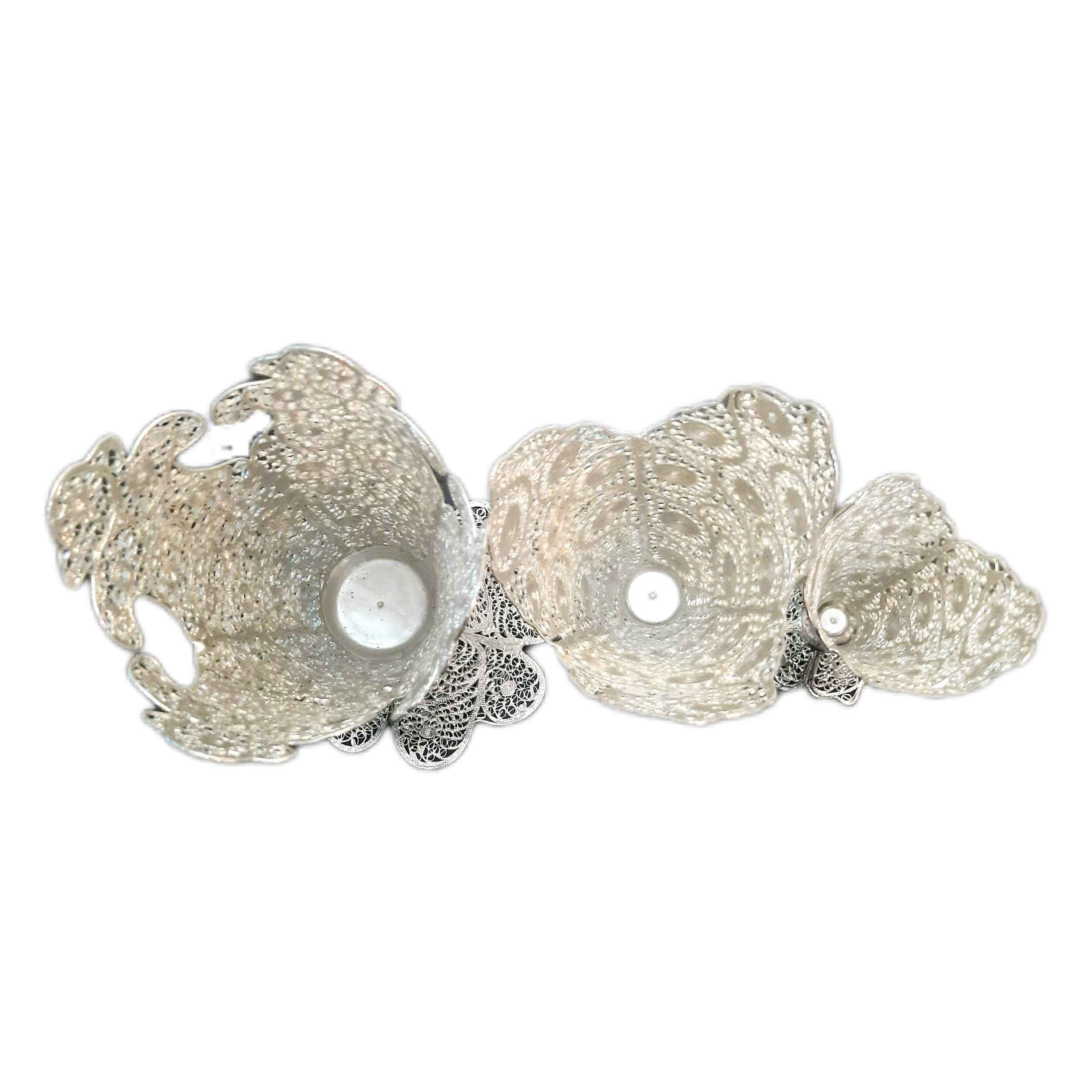 Vase décoratif en filigrane persan recouvert d’argent modèle Trumpet Shima – Set de 3