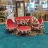 Bol en Poterie Fait Main avec Motif Grenade - Pour Yaourts, Desserts, Salades et Nouilles (Ensemble de 7)
