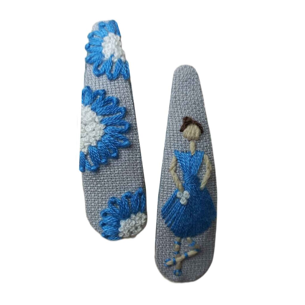 Set de Pinces à Cheveux à Clip avec Design Brodé à la Main de Ballerine Fille