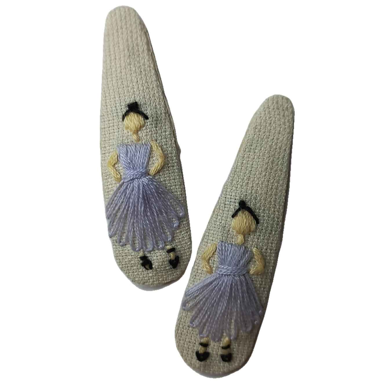 Set de Pinces à Cheveux à Clip avec Design Brodé à la Main de Princesse