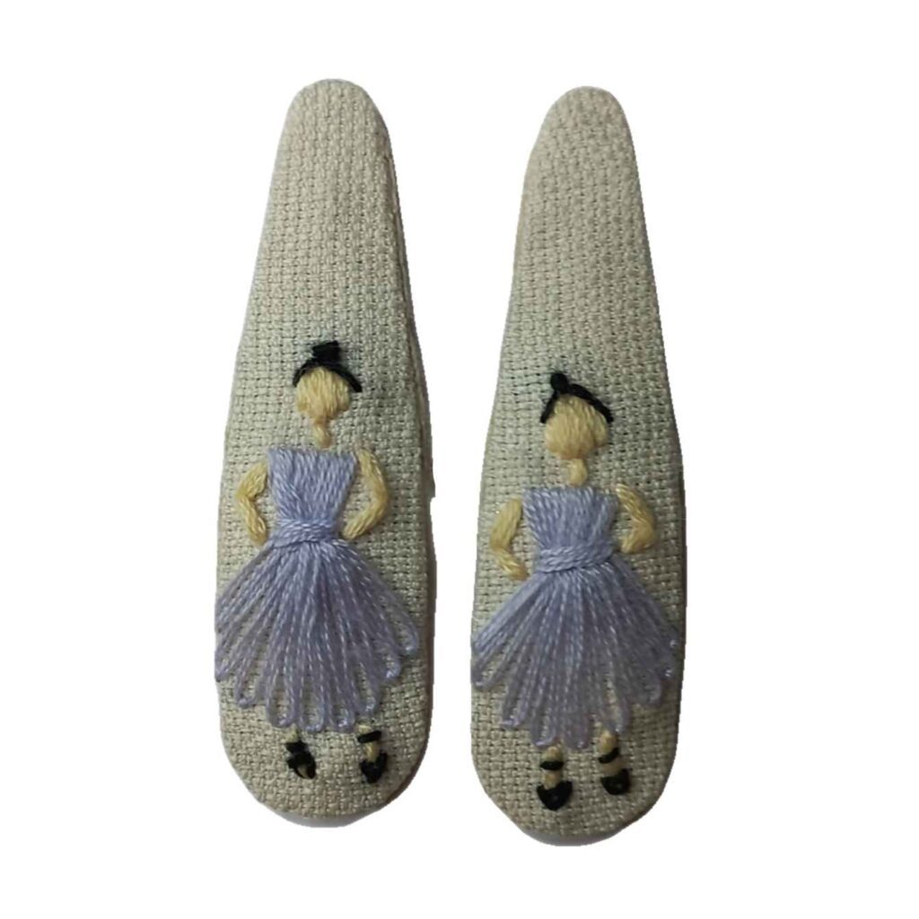 Set de Pinces à Cheveux à Clip avec Design Brodé à la Main de Princesse