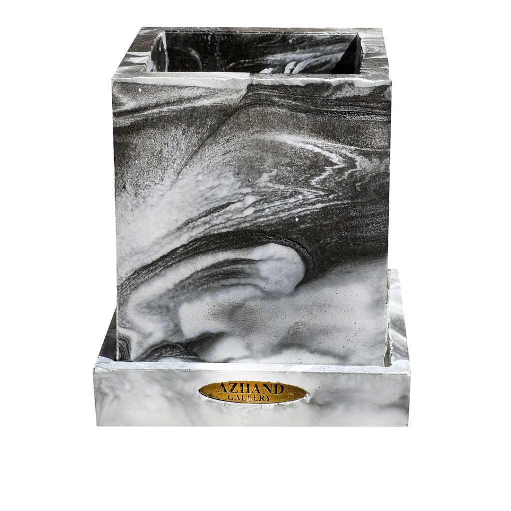 Porte-stylo en pierre pour bureau avec design marbré modèle Azhand