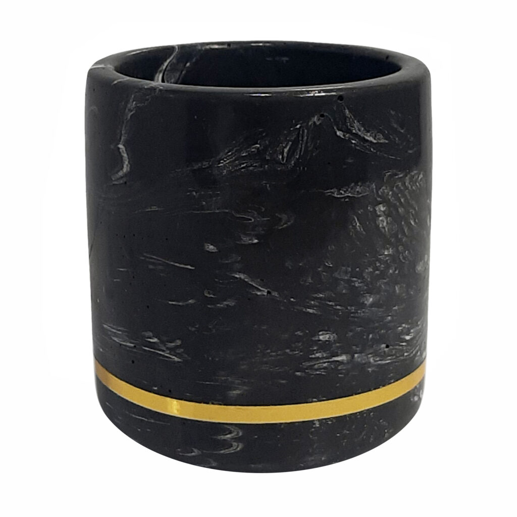 Porte-stylo en pierre pour bureau avec design marbré modèle Farma