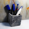 Porte-stylo en pierre pour bureau avec design marbré modèle Flora