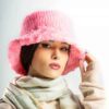 Chapeau seau en fausse fourrure pour femmes – Modèle Simple Rose