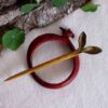 Bâtonnet de cheveux en bois sculpté avec Design Hibou Anneau