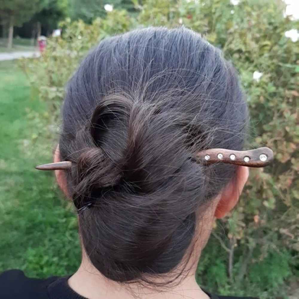 Bâtonnet de cheveux en bois fait main Courbé Convient pour Cheveux Longs