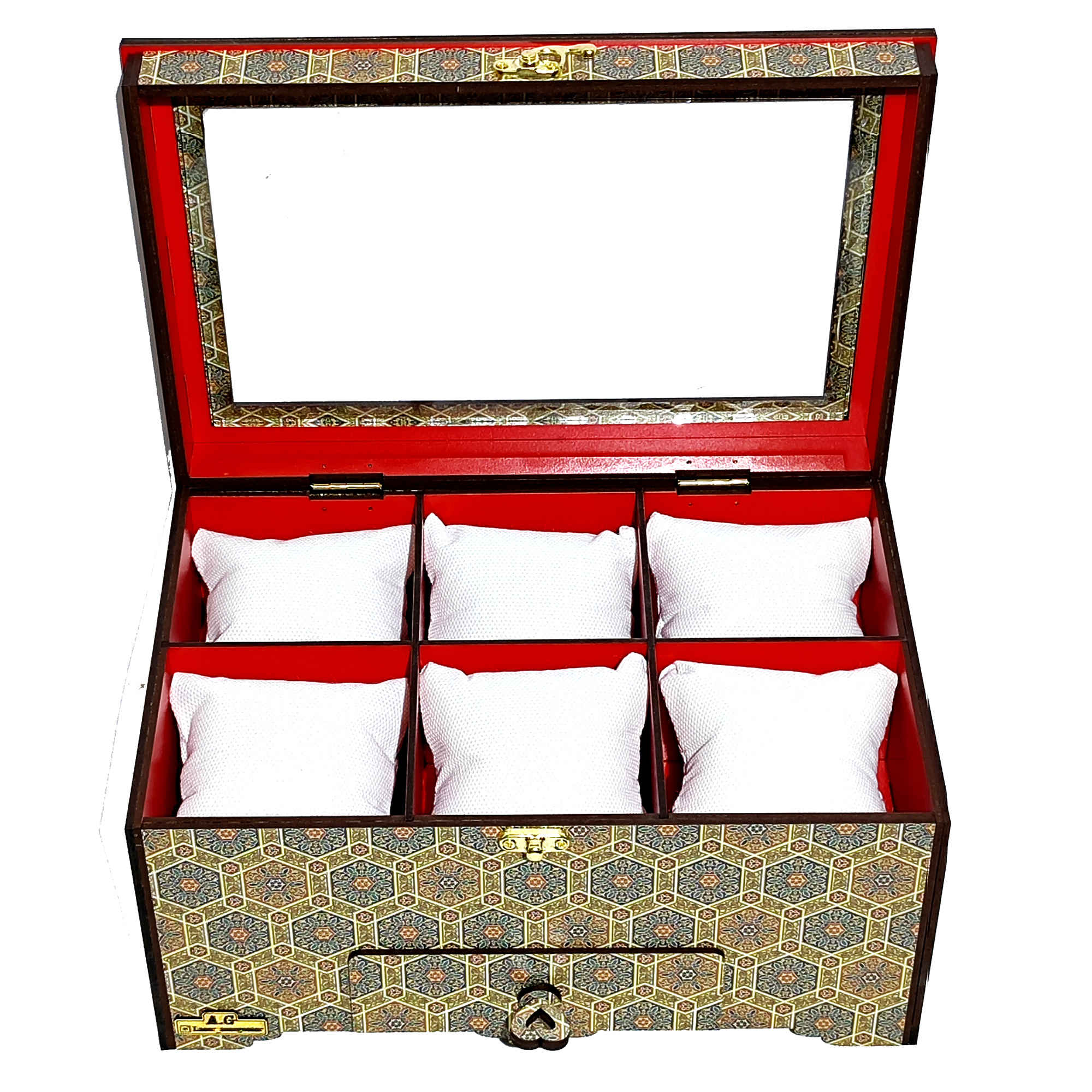 Boîte à montres en bois – 6 emplacements, inspirée par l’élégance perse