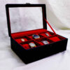 Wooden Watch Box with Leather Cover - 6 Slots