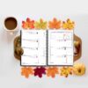 Carnet de planification quotidienne du calendrier persan 1403 modèle Design Floral Blanc