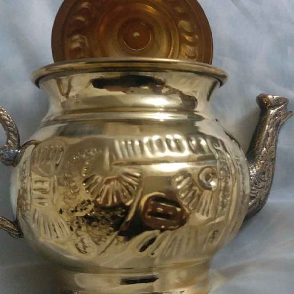 Théière en laiton persan artisanale avec design gravé élégant Art