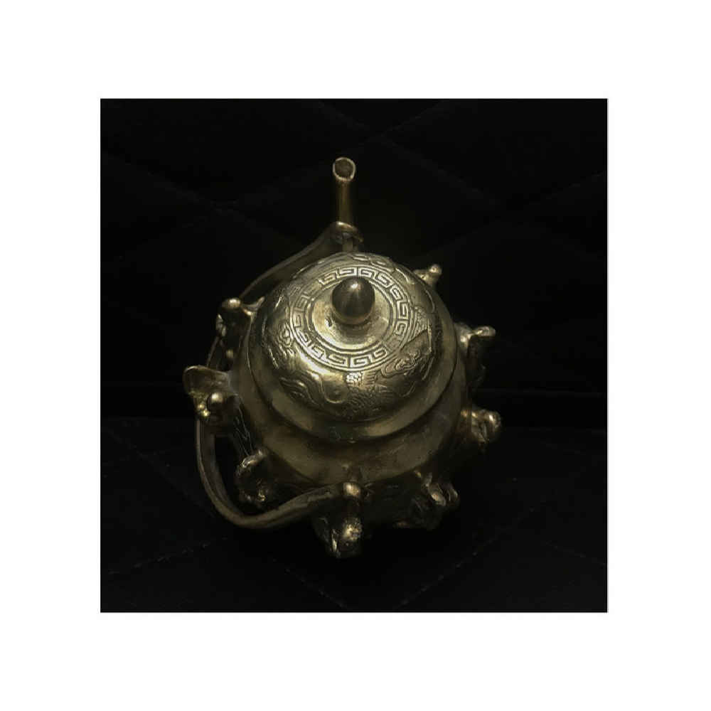 Théière en laiton persan artisanale avec design floral élégant Gang