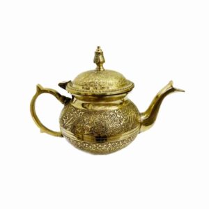 Théière en laiton persan artisanale avec design floral élégant Lux
