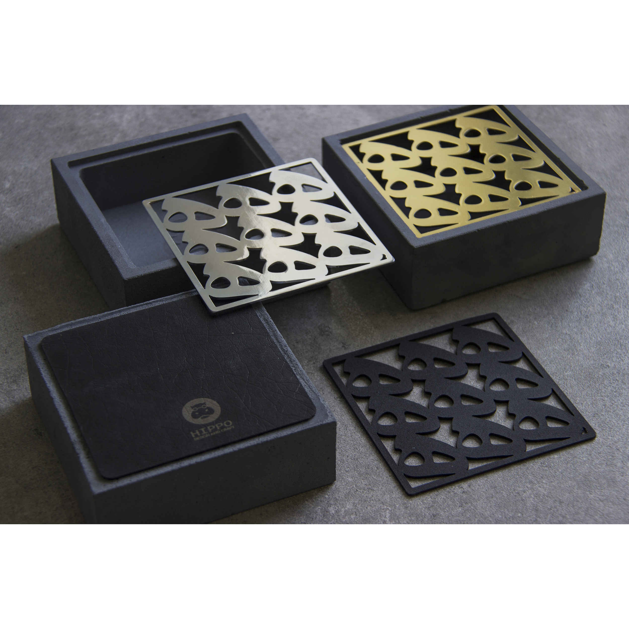 Cendrier en ciment persan – Design moderne carré Lettre H