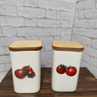 Boîte de conservation d'aliments en céramique pour concentré de tomate - Blanc