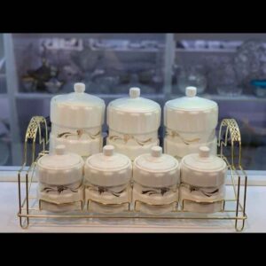 Pot de stockage en céramique – Rangement élégant pour café, thé, et plus, Embossé Emilia