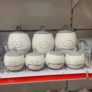 Pot de stockage en céramique – Rangement élégant pour café, thé, et plus, Embossé Mastaneh