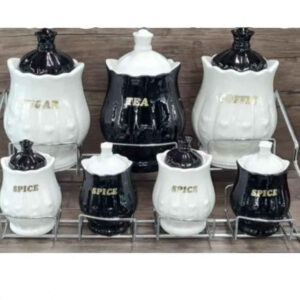 Pot de stockage en céramique – Rangement élégant pour café, thé, et plus, Embossé Negaran