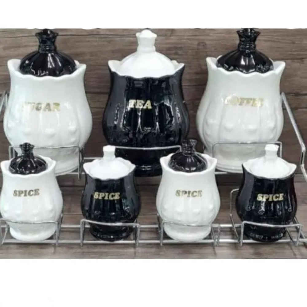 Pot de stockage en céramique - Rangement élégant pour café, thé, et plus, Embossé Negaran