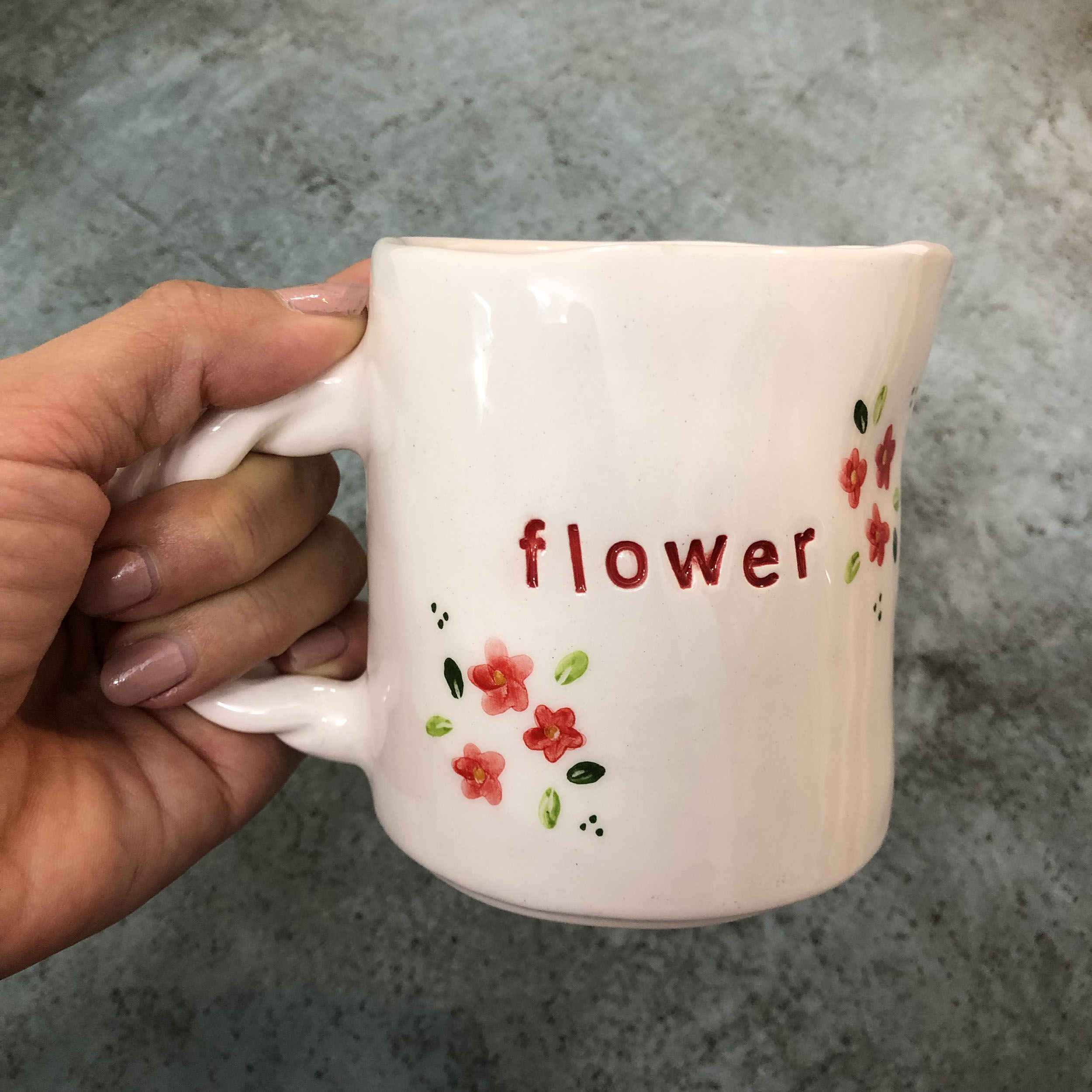 Pichet en Poterie Fait Main avec Motif Floral Modèle Mini