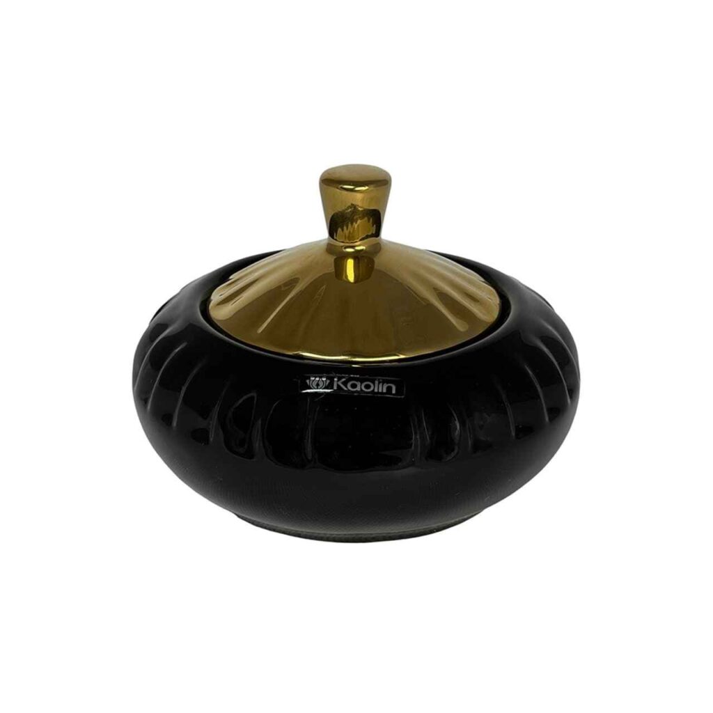 Bol à sucre en céramique avec couvercle doré