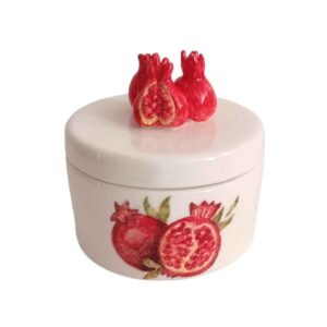 Bol à sucre en céramique avec couvercle, style artistique motif grenade