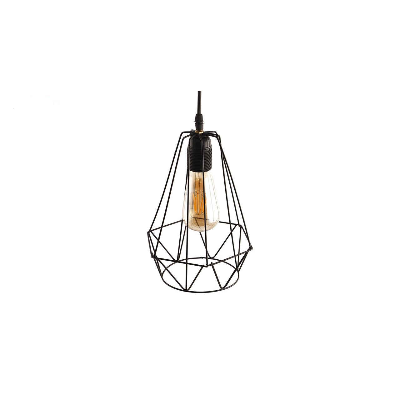 Suspension en grappe métallique avec abat-jour diamant – 3 lumières