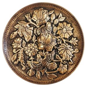 Assiette Décorative Persane en Cuivre Gravée Motifs Floraux