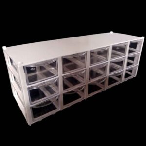 Boîte de rangement en plastique avec 15 tiroirs et 3 rangées
