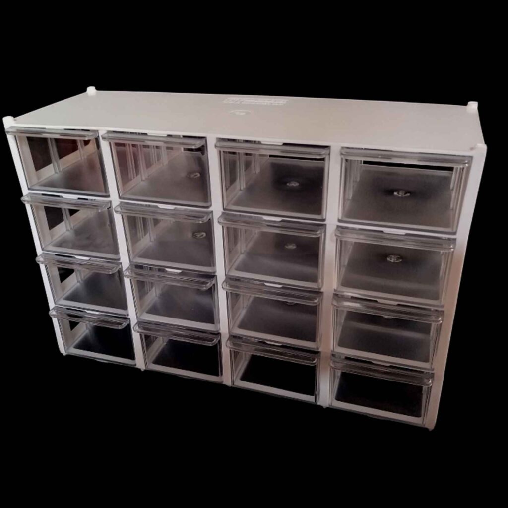 Boîte de rangement en plastique avec 16 tiroirs et 4 rangées
